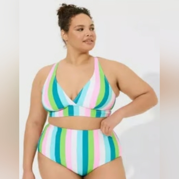 Torrid Wireless Triangle Bikini Top - Playful Stripes - Picture 6 of 8